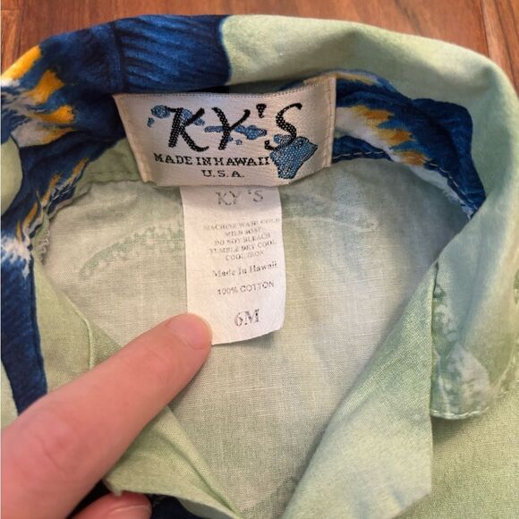 Ky’s Green Button Down Swordfish 2 piece Hawaiian Set - Picture 5 of 8